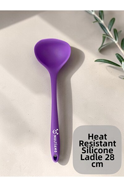 Multiamo Hard Tip Heat Resistant Fireproof Non-Stick Silicone 28 cm Ladle 1 P...