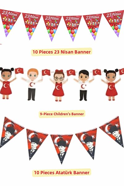 Baloncu Nene Σετ διακοσμητικών αντικειμένων 23 Απριλίου 10 τεμάχια, Σημαία 23...