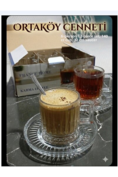 ORTAKÖYCENNETİ Tea Set for 6 People, 12 Pieces, Imported Glassware, Stylish, ...
