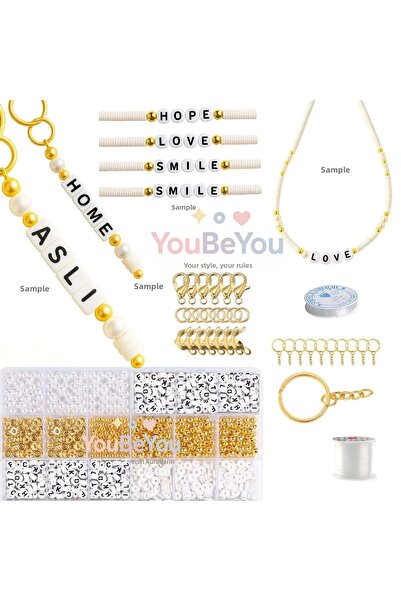 By MO Accessories Σετ κατασκευής κολιέ με μπρελόκ με χάντρες με γράμματα Pear...