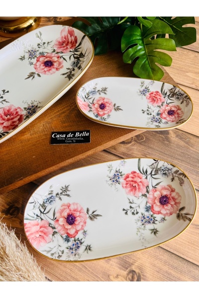 CASA DE BELLA Magnolya Gold Gilded 3-Piece Kayak Plate