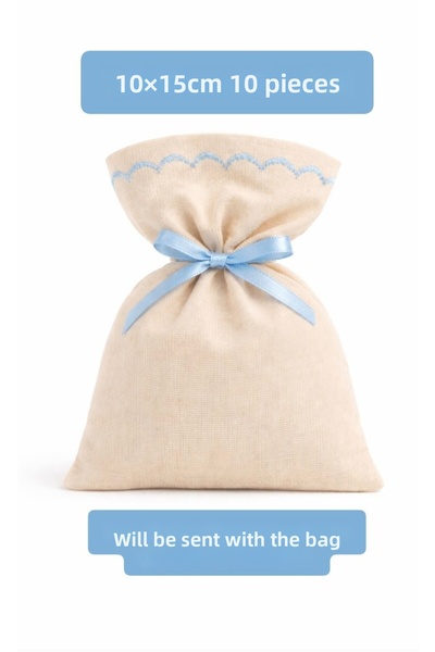 ALASEREN 10 Pieces 10×15 cm Baby Blue Embroidered Raw Cloth Bag Multipurpose ...