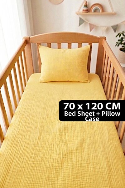 Soho Organics Muslin Elastic Sheet Set - 70X140 cm |   Bed Height 10-15 cm | ...