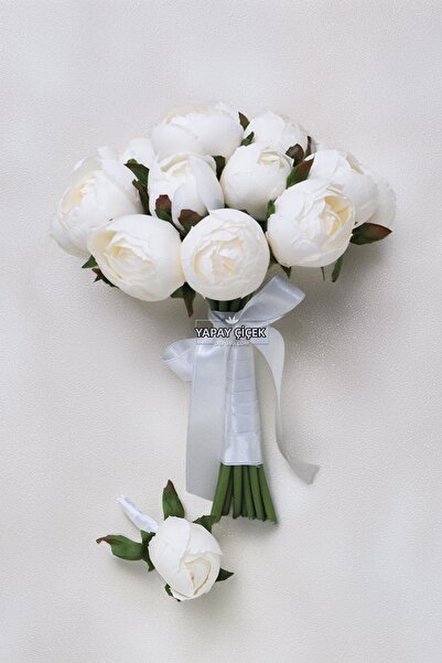 Yapay Çiçek Deposu Σετ Νυφικής Ανθοδέσμης Κομψής Αφής 2 τεμαχίων