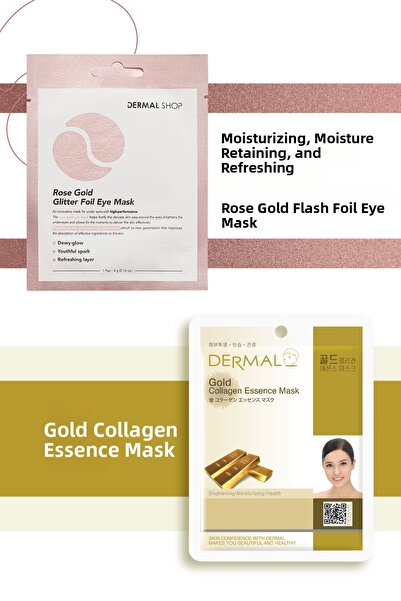 Dermal Rose Eye Mask - 3 Layer, Gold Essence Whitening Moisturizing Set
