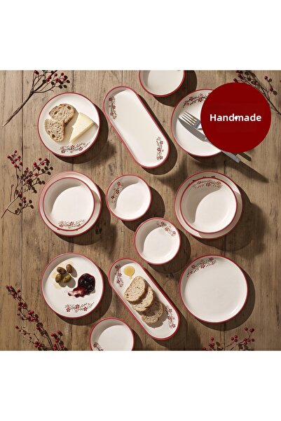 Aryıldız Rosella Red 14 Piece Breakfast Set for 6 People