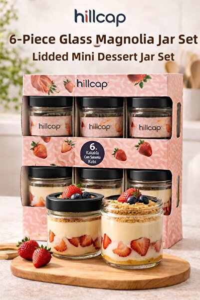 SELÇUK Set of 6 Glass Magnolia Containers – Dessert & Presentation Jars with ...