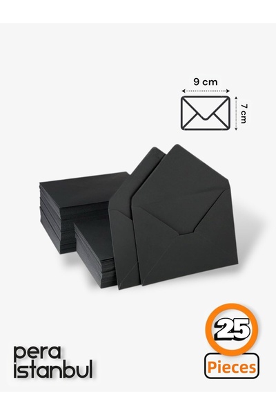Pera İstanbul 25 Black Colored Small Envelopes 7x9