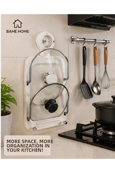 bahe home Vacuum Lid Hanger Set of 2 |   No-Punch Kitchen Organizer Lid Holder Space-Saving