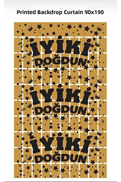 kidspartim Μεταλλιζέ Χρυσό PötiKare Μαύρο Τυπωμένο Διακοσμητικό Φόντο 90x190 εκ.