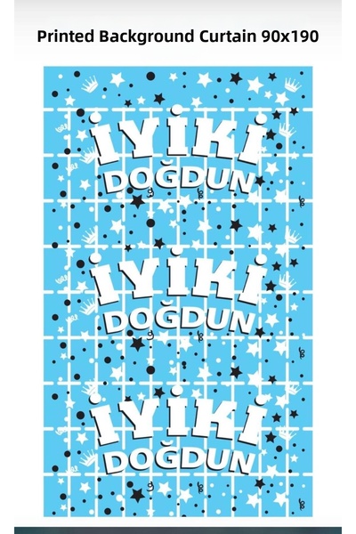 kidspartim Μεταλλιζέ Μπλε ΠοτιΚάρε Ασημί Στολίδι Φόντου με Στάμπα 90x190 εκ.