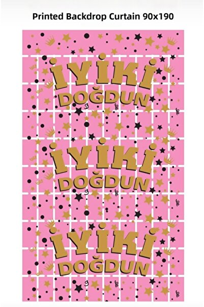 kidspartim Μεταλλιζέ Ροζ Πολυτελές Τετράγωνο Χρυσό Τυπωμένο Στολίδι Φόντου 90...