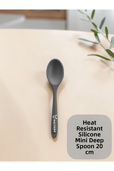 Multiamo Hard Tip Heat Resistant Fireproof Non-Stick Silicone Short Deep Spoo...