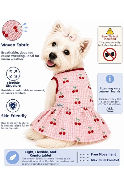 DOGİ&DOG Small Breed Summer Cherry Dog Outfit Cat Outfit Dog Dress (1-10kg)