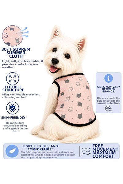 DOGİ&DOG Small Breed Soft Pink Cat Outfit Cat Undershirt Dog Undershirt (1-10kg)