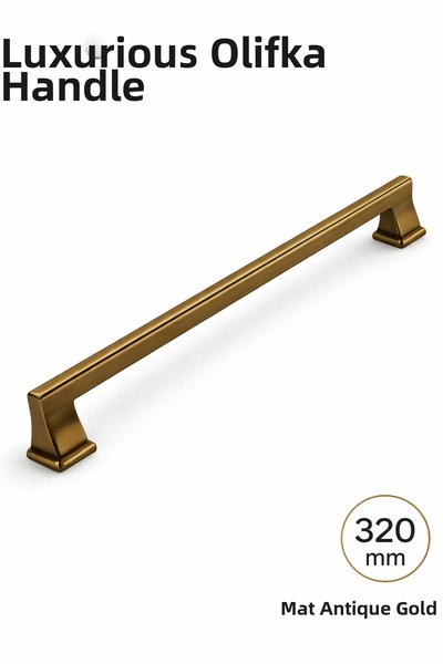 Badem10 LÜX OLİFKA 320 mm Ματ Αντικέ Κίτρινη Λαβή Συρταριού Μοντέρνα Μεταλλικ...