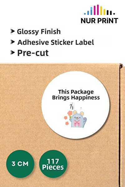 Nur Print Adhesive Sticker, Round Label Diameter 3 Cm, Glossy Finish'This Pac...