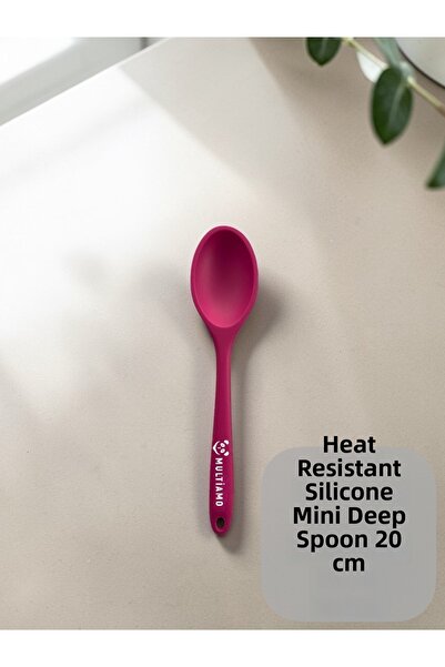 Multiamo Hard Tip Heat Resistant Fireproof Non-Stick Silicone Short Deep Spoo...