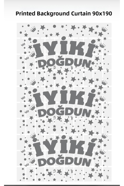 kidspartim Μεταλλιζέ Λευκό PötiKare Ασημί Στολίδι Φόντου με Στάμπα 90x190 εκ.