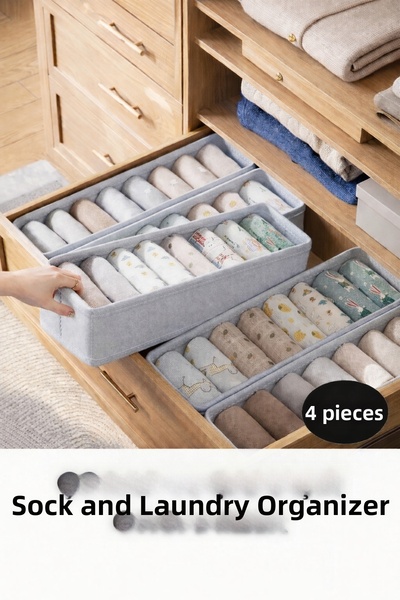 Spartek home textile 4 ΤΕΜ. Οργανωτής για κάλτσες και ρούχα, Οργανωτής για συ...