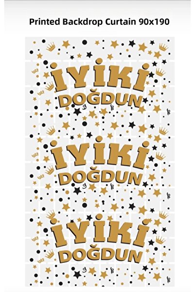 kidspartim Μεταλλιζέ Λευκό PötiKare Χρυσό Τυπωμένο Στολίδι Φόντου 90x190 εκ.