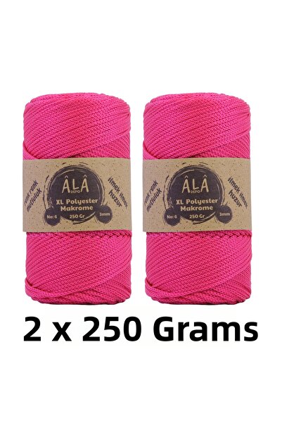 aladepo قطعتين من حبل حقيبة البوليستر XL مكراميه رقم: 6 (سميك) 2x250 جرام (إج...