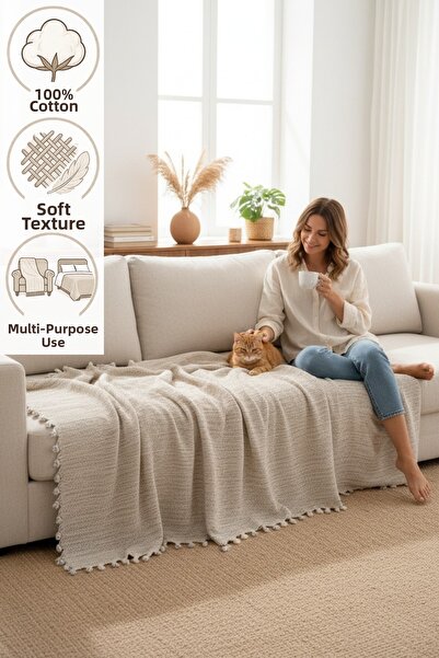CESSTORE Double Pike and Sofa Cover, 100% Cotton, Soft Textured Multi-Purpose...