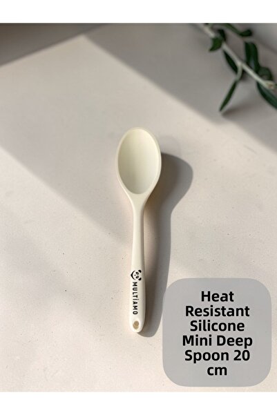 Multiamo Hard Tip Heat Resistant Fireproof Non-Stick Silicone Short Deep Spoo...