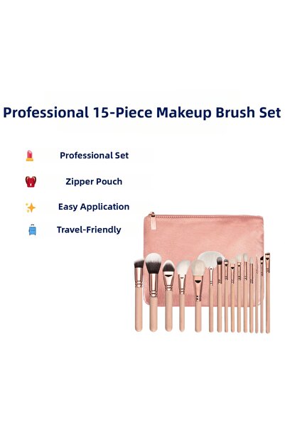 hızlı store Hzl Professional Pink 15-Piece Makeup Brush Set