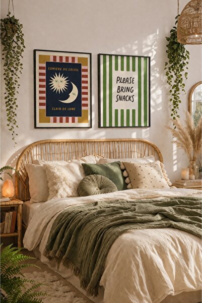 STARYUNA Σετ ζωγραφικής δύο τεμαχίων για υπνοδωμάτιο Pinterest με μαύρο ξύλιν...