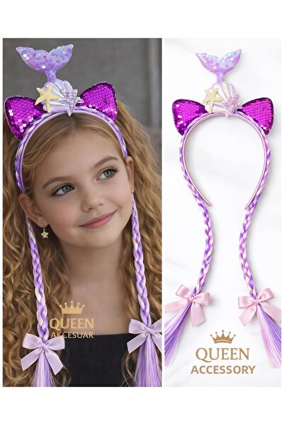 QUEEN AKSESUAR Στέμμα γοργόνας με φανταχτερή κορώνα, 2 τεμάχια πλεκτό κρεμαστ...