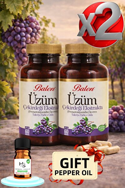 Balen 2 كبسولة من مستخلص بذور العنب كمكمل غذائي + زيت الفلفل الحار هدية