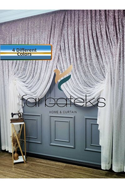 farbateks Κορυφαία πολύχρωμη κουρτίνα από τούλι σε ροζ χρώμα, διπλό στήθος