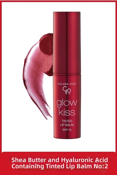 Golden Rose Glow Kiss Tinted Lip Balm No: 02 Strawberry - Colored Lip Moistur...