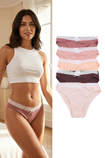 Συλλογή Trendyol Καφέ-Πολύχρωμο Σετ 5 τεμαχίων από βαμβακερή δαντέλα, κορδέλα...