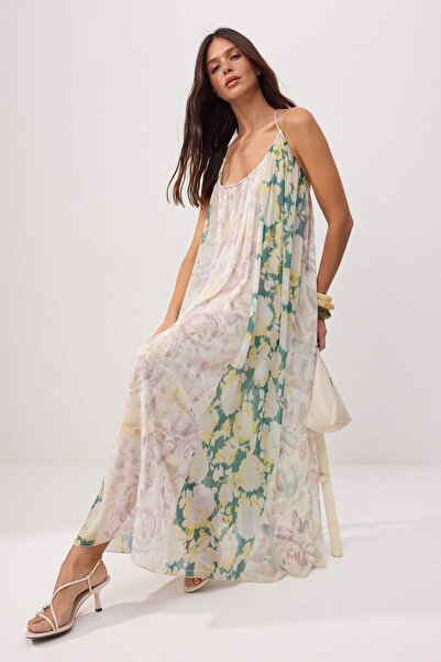 Συλλογή Trendyol Πολύχρωμο υφαντό φόρεμα με φόδρα από σιφόν TWOSS26EL00865