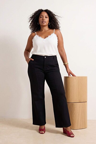 Trendyol Curve Μη ξεθωριάζον μαύρο τζιν υψηλής μέσης ίσιας εφαρμογής Ελαστικό...