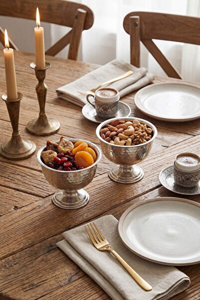 TRENDYOLMİLLA HOME Σετ 2 τεμαχίων Μεταλλικό Μπολ για Σνακ & Λουκούμια σε Ασημ...