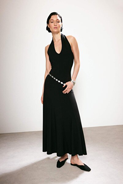 Συλλογή Trendyol Trendyol Studio Collection Μαύρο Αμάνικο Ελαστικό Πλεκτό Φόρ...