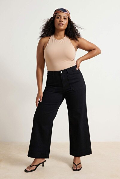 Trendyol Curve Μαύρο τζιν χωρίς ξεθώριασμα, ψηλόμεσο, ισπανικού τύπου, ελαστι...