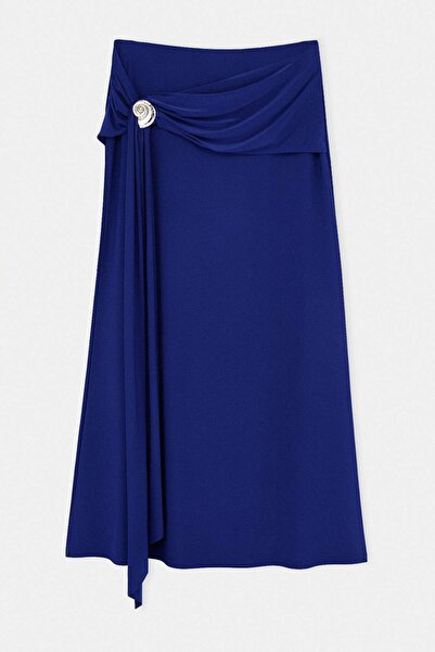 Trendyol Curve Saks Πλεκτή Μακριά/Μάξι Φούστα με Εφαρμοστό Σχέδιο και Λεπτομέ...