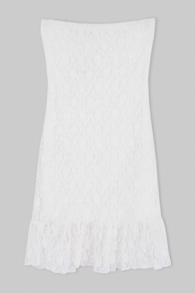 Drop by TrendyolMilla White Lace Lycra Lined Long Skirt Tdrss26Et00048