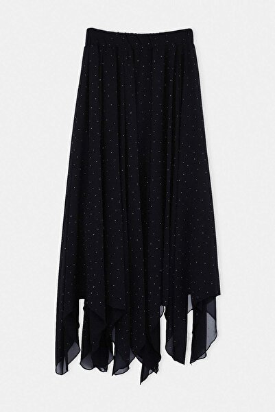 Drop by TrendyolMilla تنورة طويلة من الشيفون باللون الأسود TDRSS26ET00044