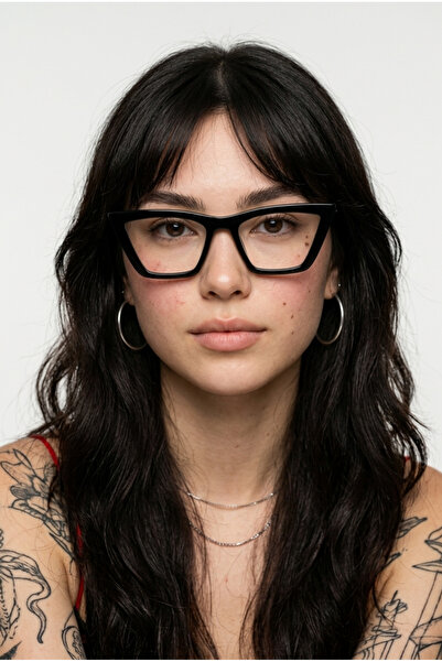 Houseofeyeris ELARA – Mavi Işık Korumalı Sivri Cat-Eye Siyah Çerçeve Şeffaf E...