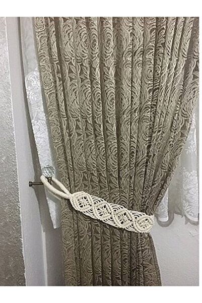 ME TERRA Dekorasyon Eşyalar Bir Adet Makrome Perde Tutacağı Krem Renkli Makro...