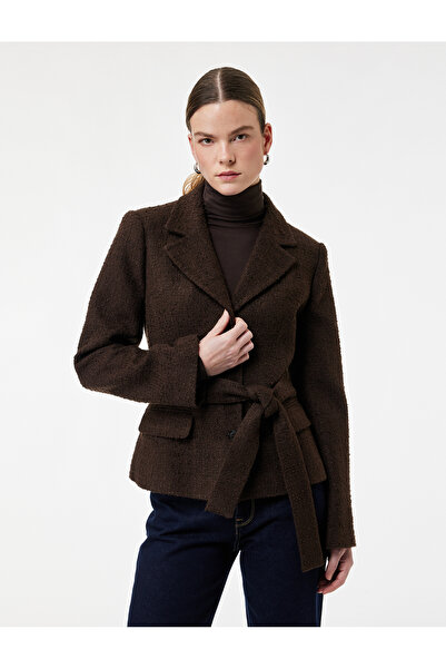 Koton Μακρυμάνικο μπλέιζερ από τουίντ με λεπτομέρεια ζώνης