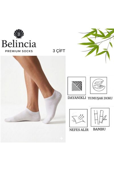 belincia Bamboo Men's Sneaker White Socks/Seamless/Anti-Odor 3-Pack