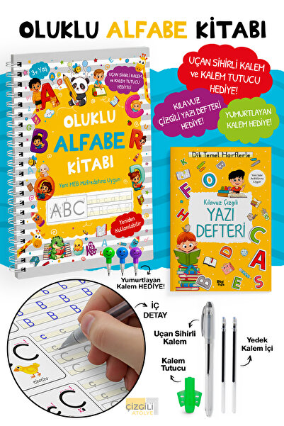 Parodi Yayınları Corrugated Alphabet Book - Magic Pen Set - Embossed Reusable...