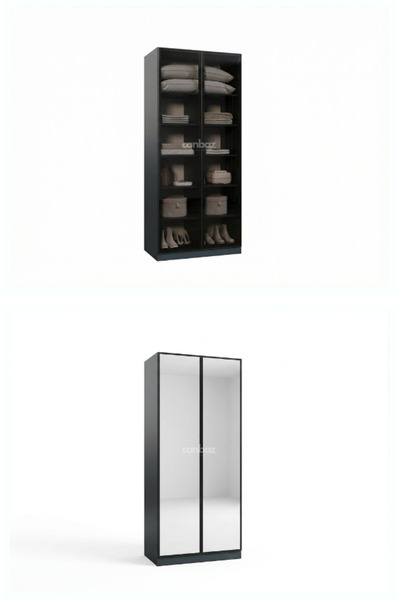 CANBAZ FURNİTURE Esla Modüllü 2 kapaklı ÇİFT RAFLI %100 MDF(KURULUM DAHİL)