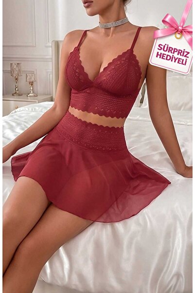 LC Waikiki Kadın Dantel ve Tül Detaylı Etekli Şık Gecelik Takımı